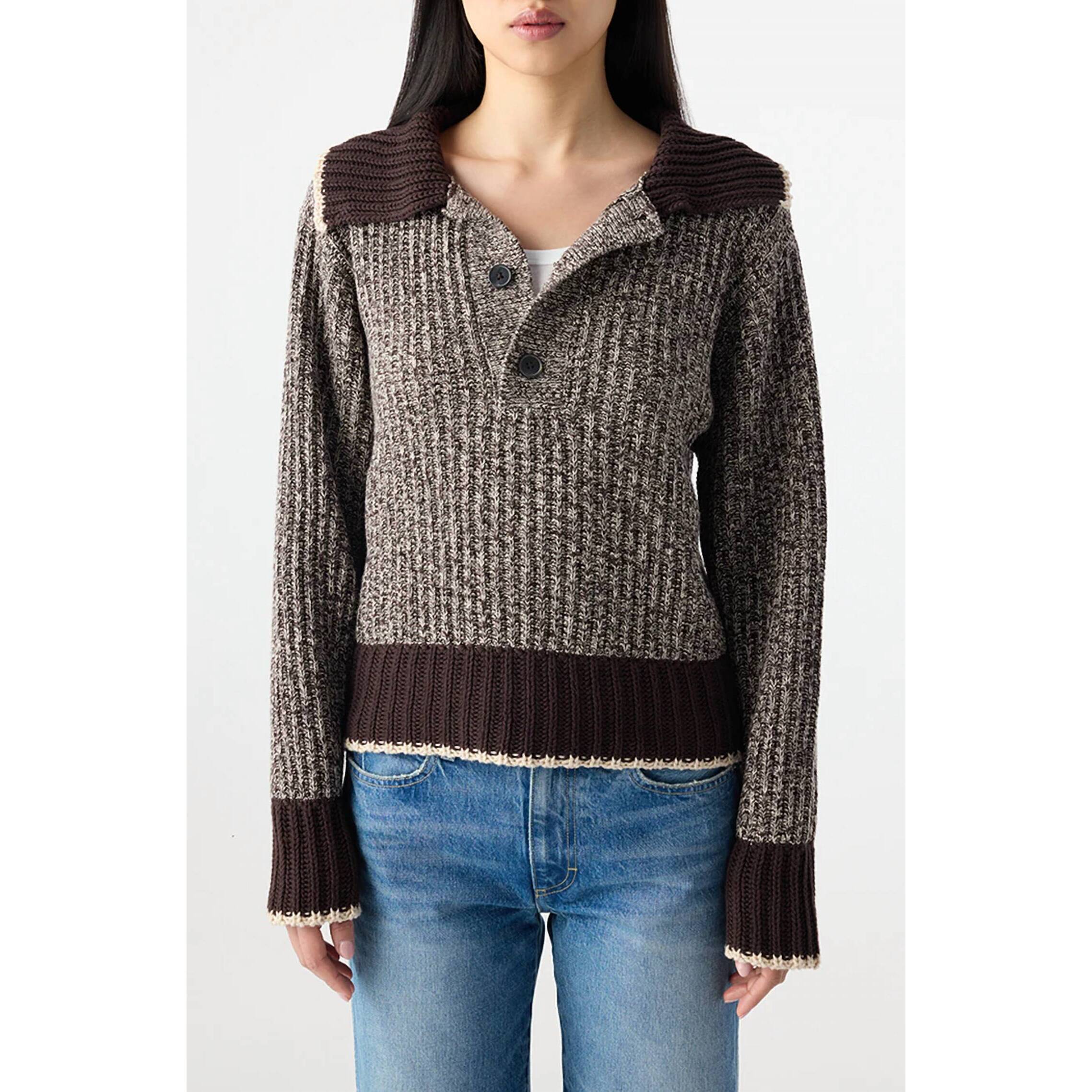 New Amo Bobbie Sweater In Mocha/Storm